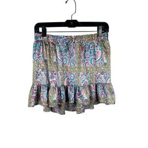 NWT Juicy Couture VTG Paisley Elastic Waist Ruffle Hemline Mini Skirt, Size XL